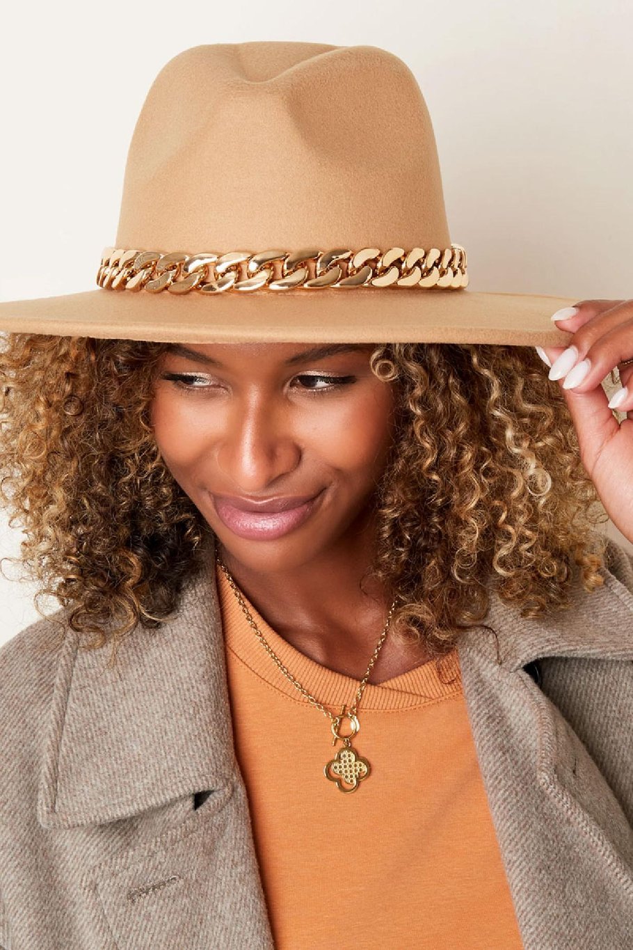 Fedora-Hut mit Kette Grün Polyester Bild2